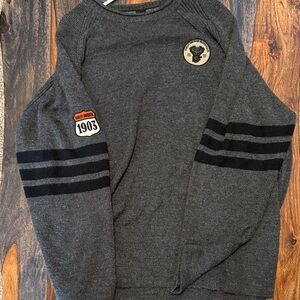 Harley-Davidson Charcoal Crewneck Sweater with Black Stripes